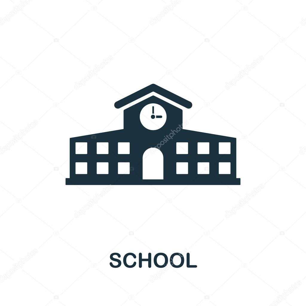 School icon symbol. Creative sign from education icons collection. Filled flat School icon for computer and mobile