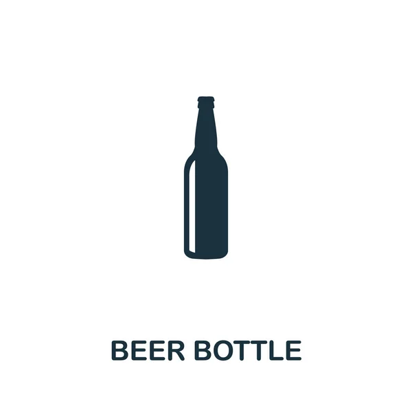 Cerveza icono del vector de botella símbolo. Signo creativo de la colección de iconos oktoberfest. Icono de botella de cerveza plana llena para computadora y móvil — Archivo Imágenes Vectoriales