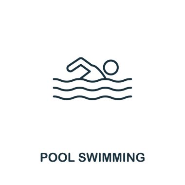 Havuz yüzme ikonu. Fitness ikonları koleksiyonundan ince bir tasarım. Web tasarımı, uygulamalar, yazılımlar, yazdırma kullanımı için yaratıcı havuz yüzme simgesi