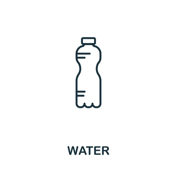 Icono del agua. Esquema delgado diseño de estilo de la colección de iconos de fitness. Icono de agua creativa para el diseño web, aplicaciones, software, uso de impresión — Vector de stock
