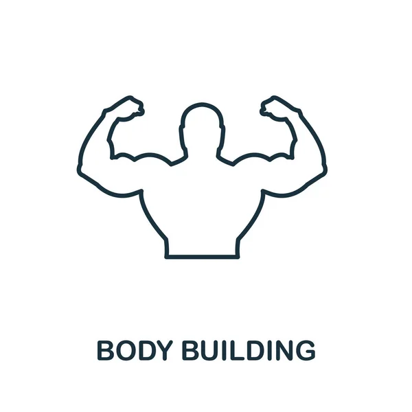Icona Body Building. Design sottile in stile contorno dalla collezione di icone del fitness. Icona Creative Body Building per web design, app, software, utilizzo della stampa — Vettoriale Stock