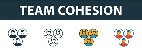 Team Cohesion icon set. Four elements in diferent styles from project management icons collection. Creative team cohesion icons filled, outline, colored and flat symbols — Stock Vector