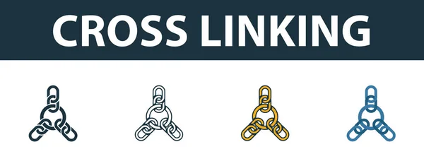 Cross Linking icon set. Four elements in diferent styles from seo icons collection. Creative cross linking icons filled, outline, colored and flat symbols — 스톡 벡터