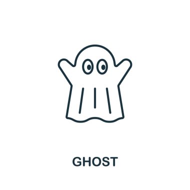 Hayalet taslak simgesi. Cadılar Bayramı ikonları koleksiyonundaki ince çizgi tarzı. Web tasarımı, uygulamalar, yazılımlar, yazdırma kullanımı için piksel mükemmel basit hayalet simgesi