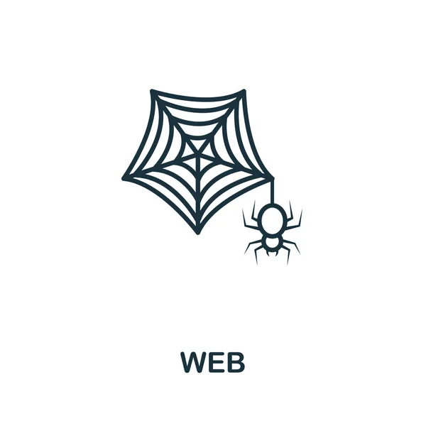 Webアウトラインアイコン。ハロウィンのアイコンコレクションから細いラインスタイル。Webデザイン、アプリ、ソフトウェア、印刷使用のためのピクセル完璧なシンプルな要素Webアイコン — ストックベクタ