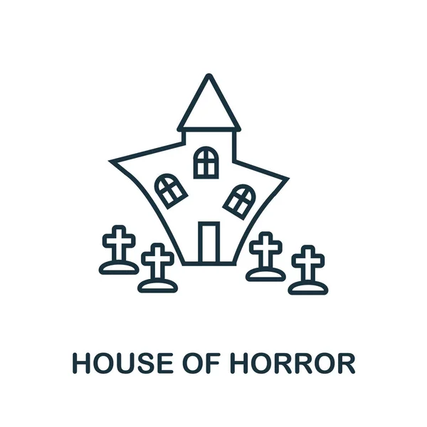 A Horror Háza felvázolt ikonja. Vékony vonal stílus halloween ikonok gyűjtemény. Pixel tökéletes egyszerű eleme ház horror ikon web design, alkalmazások, szoftver, nyomtatás használat — Stock Vector