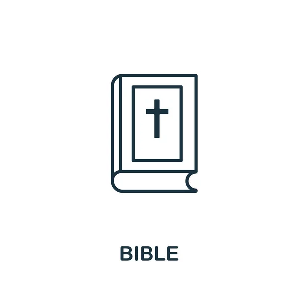 Biblia przedstawia ikonę. Cienki styl linii z kolekcji ikon halloween. Pixel idealny prosty element ikona biblijna do projektowania stron internetowych, aplikacji, oprogramowania, drukowania — Wektor stockowy