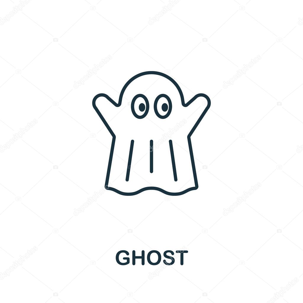 Ghost outline icon. Thin line style from halloween icons collection. Pixel perfect simple element ghost icon for web design, apps, software, print usage.