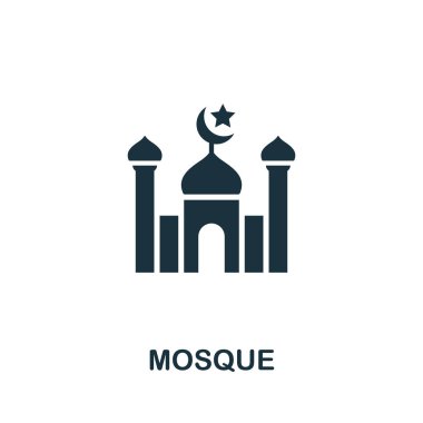 Cami vektör simgesi. Bina simgeleri koleksiyonundan yaratıcı bir işaret. Bilgisayar ve mobil için Düz Cami simgesi