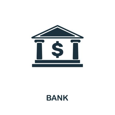 Banka vektör simgesi. Simge koleksiyonundan yaratıcı bir işaret. Bilgisayar ve mobil için Düz Banka simgesi