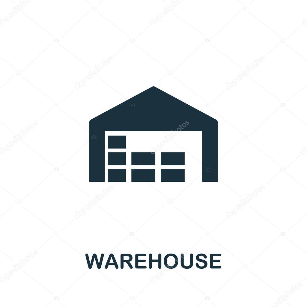 Warehouse icon vector illustration. Creative sign from buildings icons collection. Filled flat Warehouse icon for computer and mobile. Symbol, logo vector graphics.