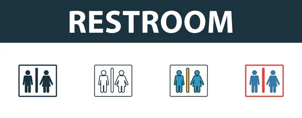 Restroom icon. Thin line outline style from shopping center sign icons collection. Premium restroom icon for design, apps, software and more — Stock Vector