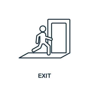 Anahat simgesini çıkar. Yangın güvenliği simgeleri koleksiyonundan ince hat konsept öğesi. Mobil uygulamalar ve web kullanımı için Yaratıcı Çıkış simgesi