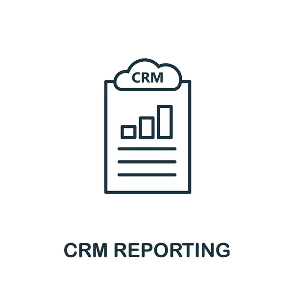 Crm Reporting icono del esquema. Elemento conceptual de línea delgada de la colección de iconos de crm. Icono creativo de Crm Reporting para aplicaciones móviles y uso web — Vector de stock