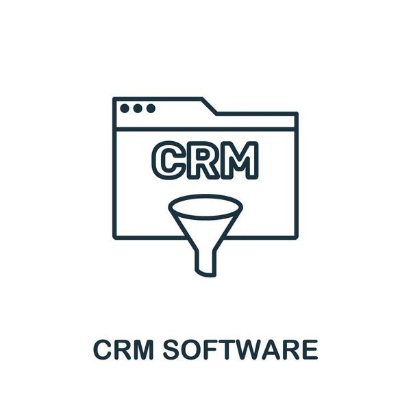 Icono del esquema de Crm Software. Elemento conceptual de línea delgada de la colección de iconos de crm. Icono creativo de Crm Software para aplicaciones móviles y uso web — Vector de stock