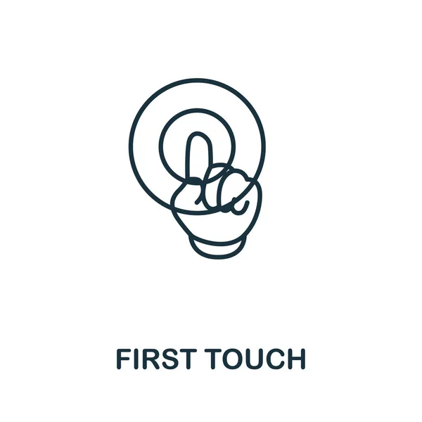 Primer toque icono del esquema. Elemento conceptual de línea delgada de la colección de iconos de crm. Icono Creative First Touch para aplicaciones móviles y uso web — Vector de stock