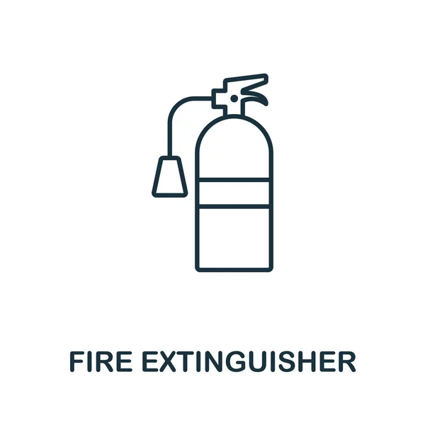 Icône de contour de l'extincteur. Élément de concept de ligne mince de la collection d'icônes de sécurité incendie. Icône d'extincteur d'incendie créatif pour applications mobiles et utilisation Web — Image vectorielle