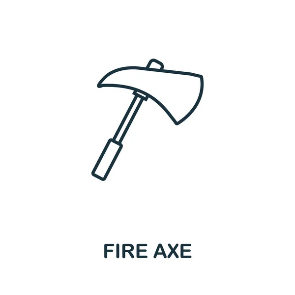 Ícone de contorno Fire Axe. Elemento de conceito de linha fina da coleção de ícones de segurança contra incêndio. Ícone Creative Fire Axe para aplicativos móveis e uso da web —  Vetores de Stock