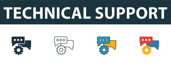 Technical Support icon set. Four simple symbols in diferent styles from web development icons collection. Creative technical support icons filled, outline, colored and flat symbols — 스톡 벡터