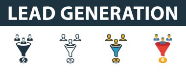 Lead Generation icon set. Premium symbol in diferent styles from crm icons collection. Creative lead generation icon filled, outline, colored and flat symbols
