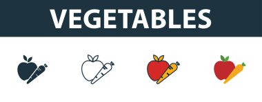Vegetables icon set. Premium symbol in different styles from fitness icons collection. Creative vegetables icon filled, outline, colored and flat symbols