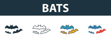 Bats icon set. Premium symbol in different styles from halloween icons collection. Creative bats icon filled, outline, colored and flat symbols