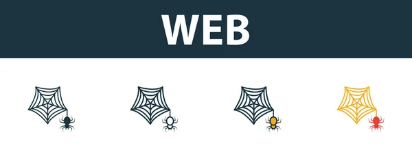 Jeu d'icônes Web. Symbole Premium dans différents styles de la collection d'icônes d'Halloween. Icône web créative remplie, contour, symboles colorés et plats — Image vectorielle
