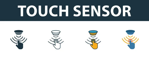 Touch Sensor icon set. Premium symbol in different styles from sensors icons collection. Creative touch sensor icon filled, outline, colored and flat symbols — 스톡 벡터