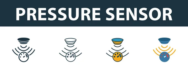 Pressure Sensor icon set. Premium symbol in different styles from sensors icons collection. Creative pressure sensor icon filled, outline, colored and flat symbols — Stock vektor