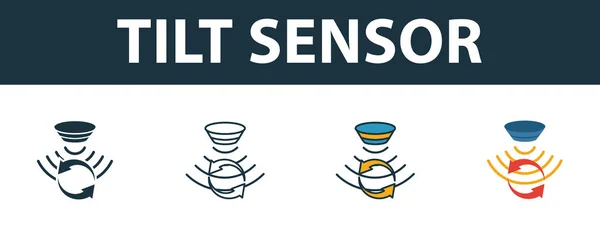 Tilt Sensor icon set. Premium symbol in different styles from sensors icons collection. Creative tilt sensor icon filled, outline, colored and flat symbols — 스톡 벡터