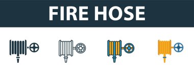Fire Hose icon set. Premium symbol in different styles from fire safety icons collection. Creative fire hose icon filled, outline, colored and flat symbols