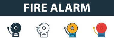 Fire Alarm icon set. Premium symbol in different styles from fire safety icons collection. Creative fire alarm icon filled, outline, colored and flat symbols