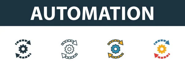 Automation icon set. Premium symbol in different styles from productivity icons collection. Creative automation icon filled, outline, colored and flat symbols — Stock Vector