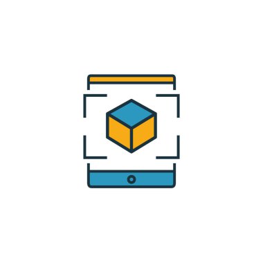 Artırılmış Gerçeklik Tableti simgesi. Görüntü aygıtı simgeleri koleksiyonundan özet geçildi. ui, ux, apps, yazılım ve bilgi grafikleri için geliştirilmiş gerçeklik tableti simgesi