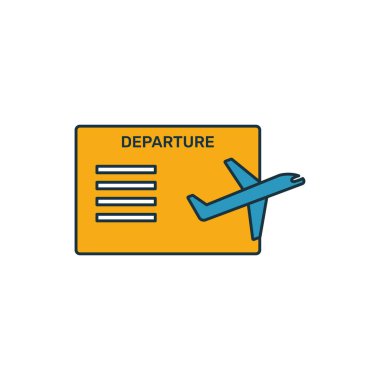 Ayrılma Kurulu simgesi. Havaalanı ikonları koleksiyonundan özet doldurulmuş yaratıcı elemet. ui, ux, app, yazılım ve bilgi grafikleri için premimium çıkış paneli simgesi