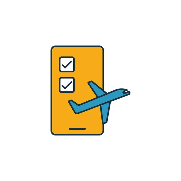 Online Check In pictogram. Overzicht gevuld creatief elemet van luchthaven pictogrammen collectie. Premium online check in icoon voor ui, ux, apps, software en infographics — Stockvector