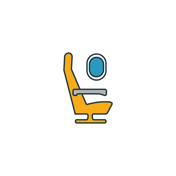Icono del asiento del avión. Esquema lleno de elementos creativos de la colección de iconos del aeropuerto. Icono de asiento de avión premium para ui, ux, aplicaciones, software e infografías — Archivo Imágenes Vectoriales