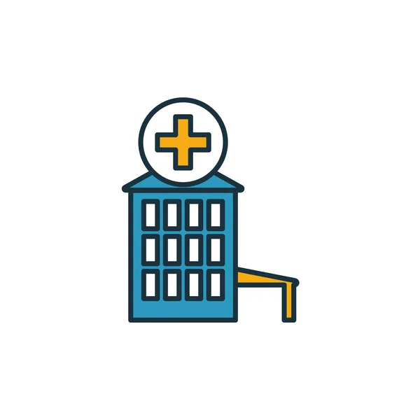 Icona del profilo dell'ospedale. Design in stile sottile dalla collezione di icone degli elementi della città. Pixel simbolo perfetto di icona dell'ospedale. Web design, applicazioni, software, utilizzo della stampa — Vettoriale Stock