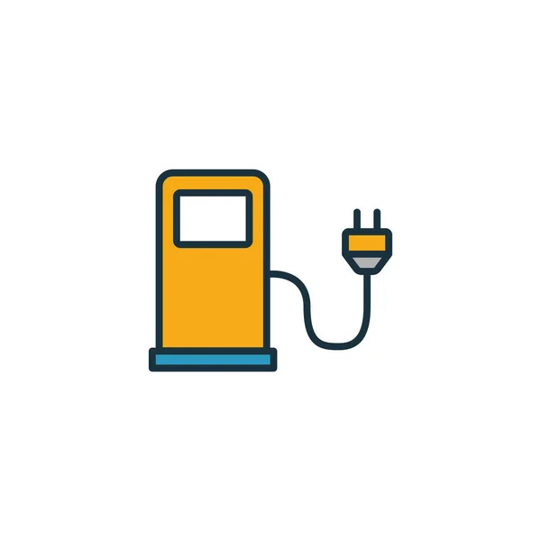 Elektrisch auto station overzichts pictogram. Dun ontwerp uit de collectie van City Elements icons. Pixel perfect symbool van elektrische auto station icoon. Webdesign, apps, software, printgebruik — Stockvector