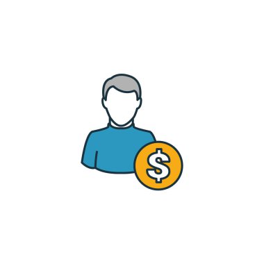 Destekçisi anahat simgesi. İnce çizgi crowdfunding simgeler koleksiyon öğesi. Web tasarım, apps, yazılım, yazdırma kullanım için UI ve UX Pixel mükemmel destekçisi simgesi