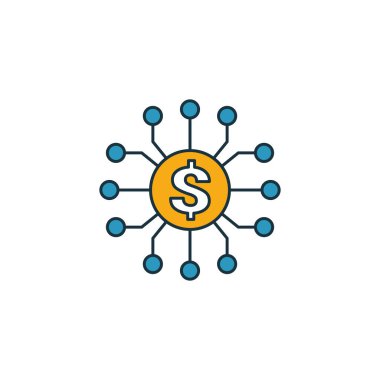 Fintech ikonu hazır. Fintech ikon koleksiyonundan farklı stillerde dört element. Yaratıcı fintech simgeleri doldurulmuş, ana hatlar, renkli ve düz semboller