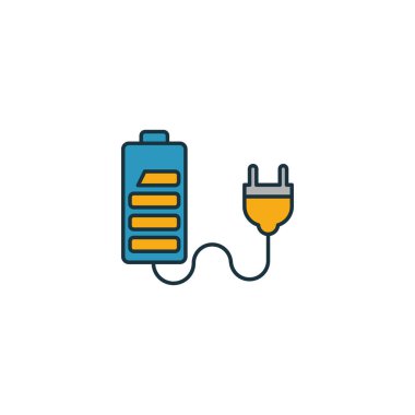 Batarya şarj ikonu ayarlandı. Güç ve enerji ikonları koleksiyonundan farklı stillerde dört element. Yaratıcı pil şarj simgeleri doldurulmuş, ana hatlar, renkli ve düz semboller