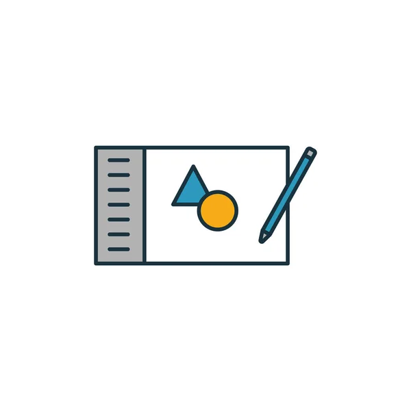 Graphics Tablet icon set. Four elements in diferent styles from design ui and ux icons collection. Creative graphics tablet icons filled, outline, colored and flat symbols — 스톡 벡터