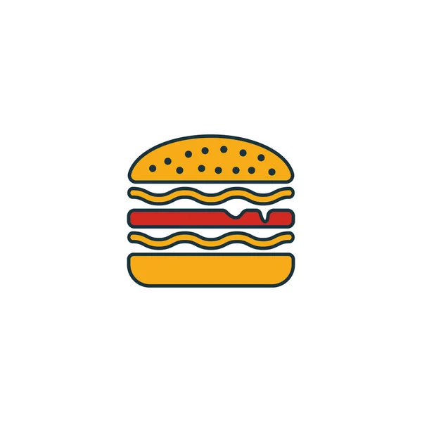 Burger-Icon-Set. vier Elemente in unterschiedlichen Stilen aus der Sammlung von Fastfood-Ikonen. Kreative Burger-Symbole gefüllt, Umrisse, farbige und flache Symbole — Stockvektor