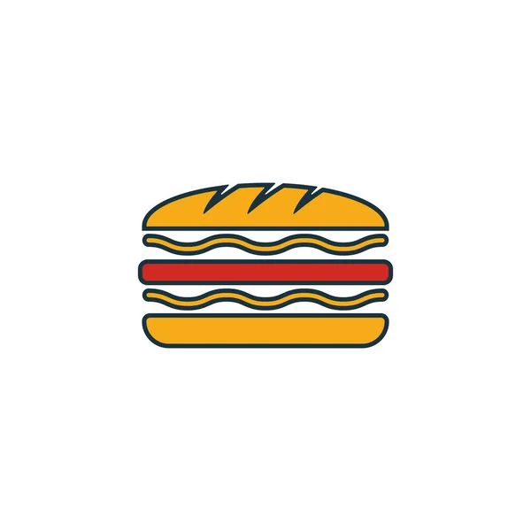 三明治图标设置。 与快餐图标集合不同风格的四个元素。 充满创意三明治图标、轮廓、彩色和扁平符号 — 图库矢量图片