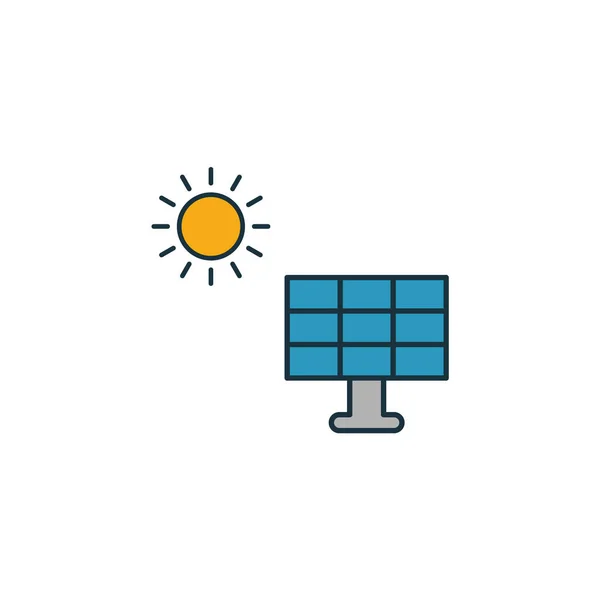太阳能图标集。 与电力和能源图标收集不同风格的四个元素。 充满创意的太阳能图标、轮廓、彩色和扁平符号 — 图库矢量图片