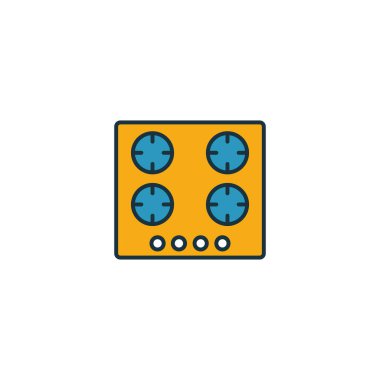 Elektrik Hob simgesi seti. Ev ikonları koleksiyonundan farklı stillerde dört element. Yaratıcı elektrik hob simgeleri doldurulmuş, ana hatlar, renkli ve düz semboller