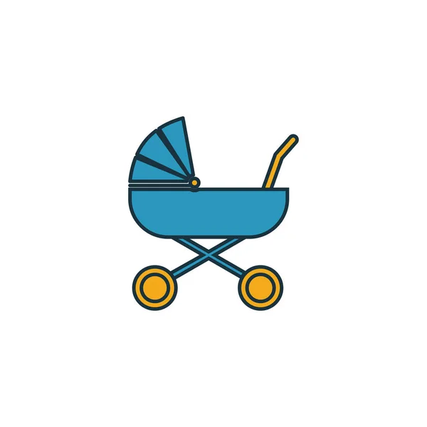 Icono del cochecito estilo contorno. Diseño delgado creativo de la colección de iconos de cosas de bebé. Pixel icono perfecto cochecito simple. Diseño web, aplicaciones, software, uso de impresión — Archivo Imágenes Vectoriales