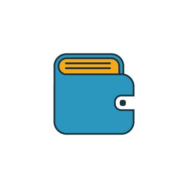 Cüzdan simgesi ayarlandı. Para ikonları koleksiyonundan farklı stillerde dört element. Yaratıcı cüzdan simgeleri doldurulmuş, taslak, renkli ve düz semboller