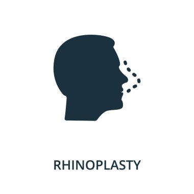 Plastik cerrahi koleksiyonundan burun estetiği ikonu. Şablonlar, web tasarımı ve bilgi grafikleri için basit çizgi ögesi rhinoplasty sembolü